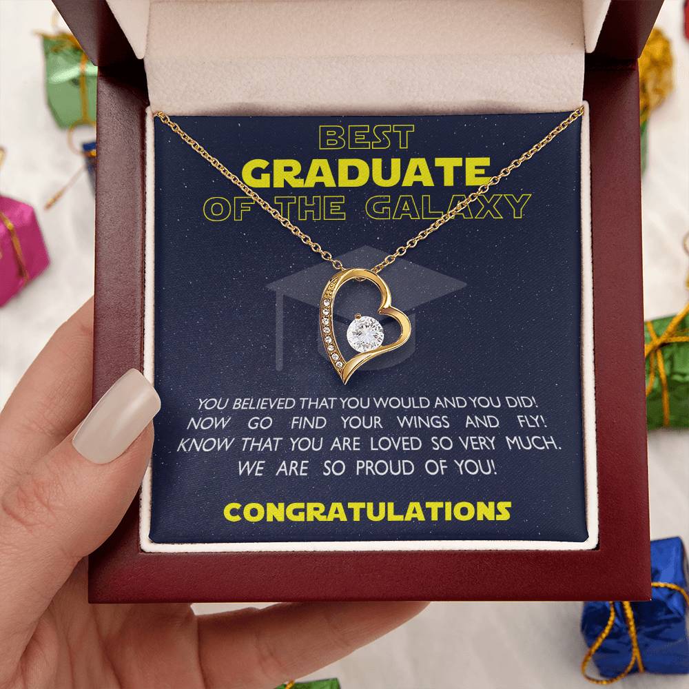 Best Graduate Of The Galaxy Congratulations Graduate On Your Degree Hotter By One Degree Graduation Necklace Phd Graduation Forever Love Necklace