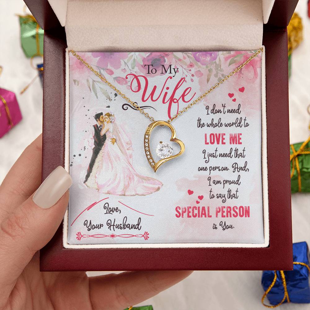 To My Wife Necklace Love Your Husband Anniversary Birthday Valentine's Day Gifts For Lineman's Wife Lineman's Wife Gifts Forever Love Necklace