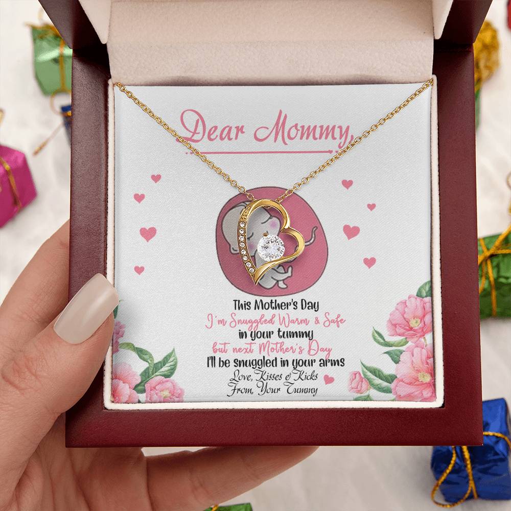 Dear Mommy From Your Tummy Mother's Day Gift Luxury Necklace Baby Bump Gift Expecting Mom Gifts To My Mommy From Tummy Forever Love Necklace