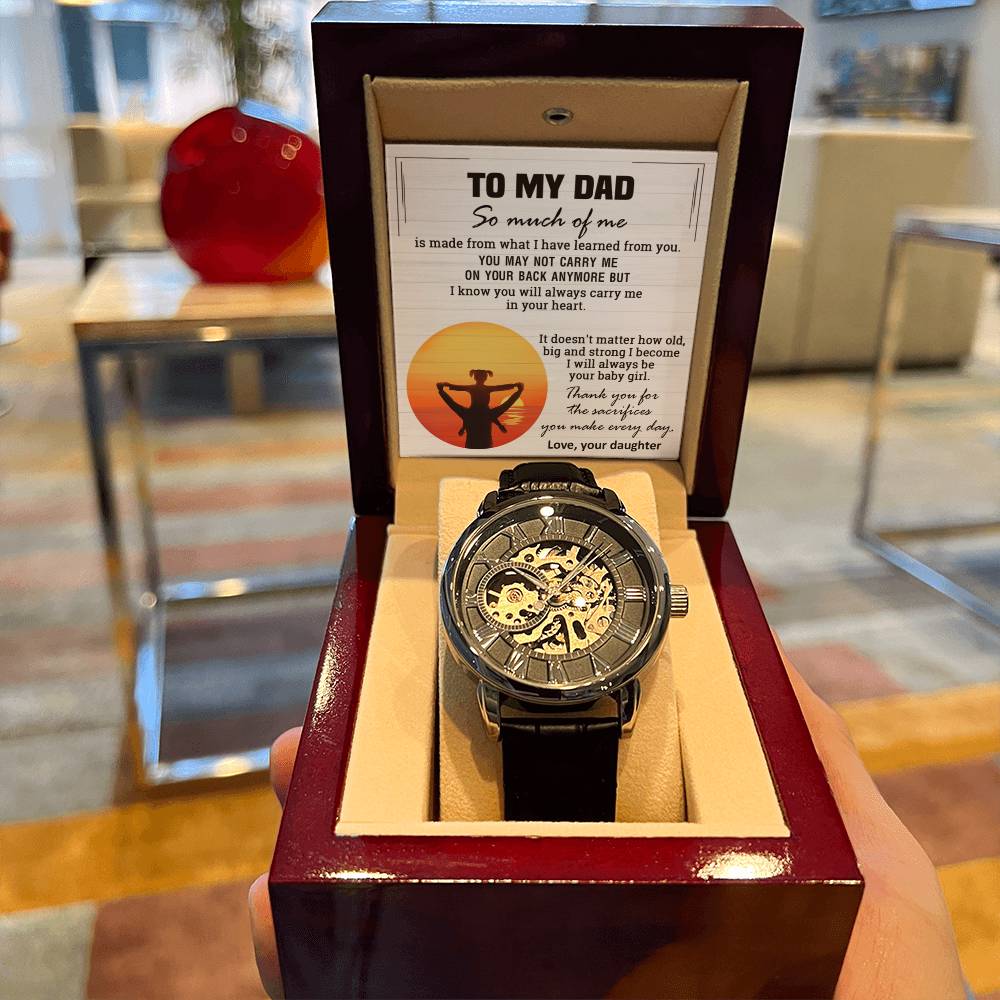 Gift For Dad From Daughter Made Old Big Men's Openwork Watch