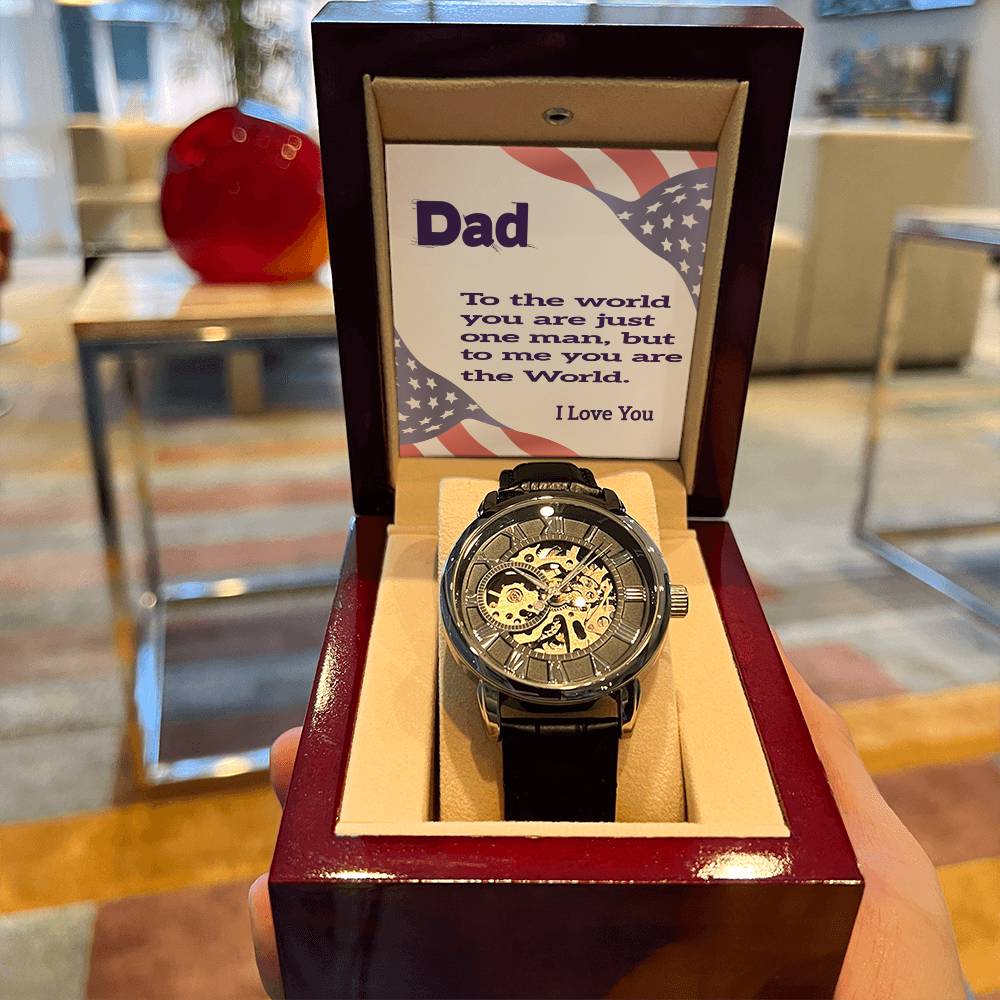 Wrist Watch For Dad Men's Openwork Watch Father's Day Gift From Daughter Gift From Son Dad Birthday Gift Watch With Message Card