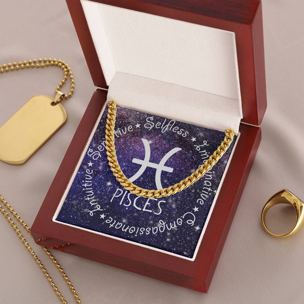 Cuban Link Chain Necklace - Pisces Theme