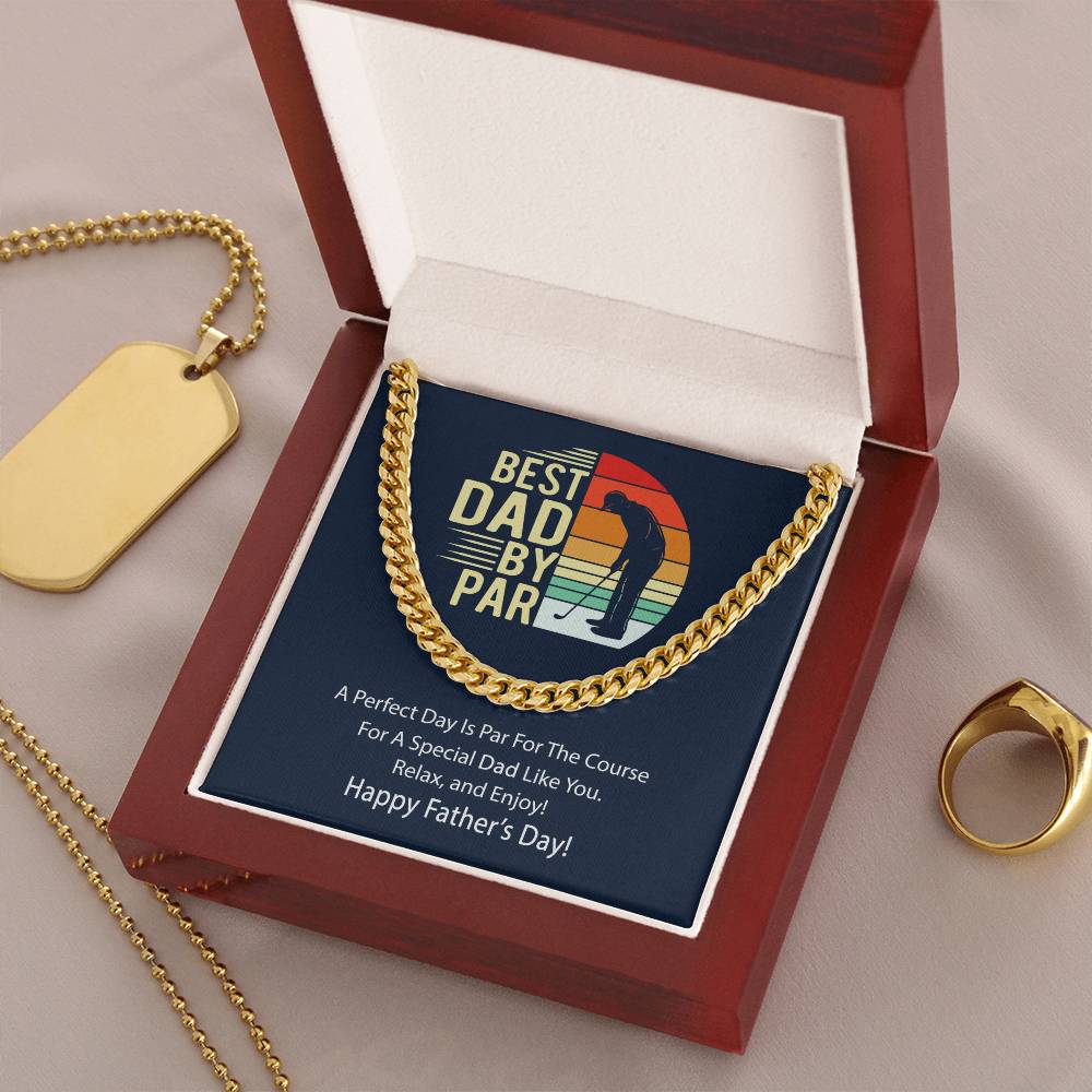 Cuban Link Chain Men Best Dad By Par Gift Necklace For Golf Dad Father's Day Gift Necklace For Dad Bonus Dad Gift