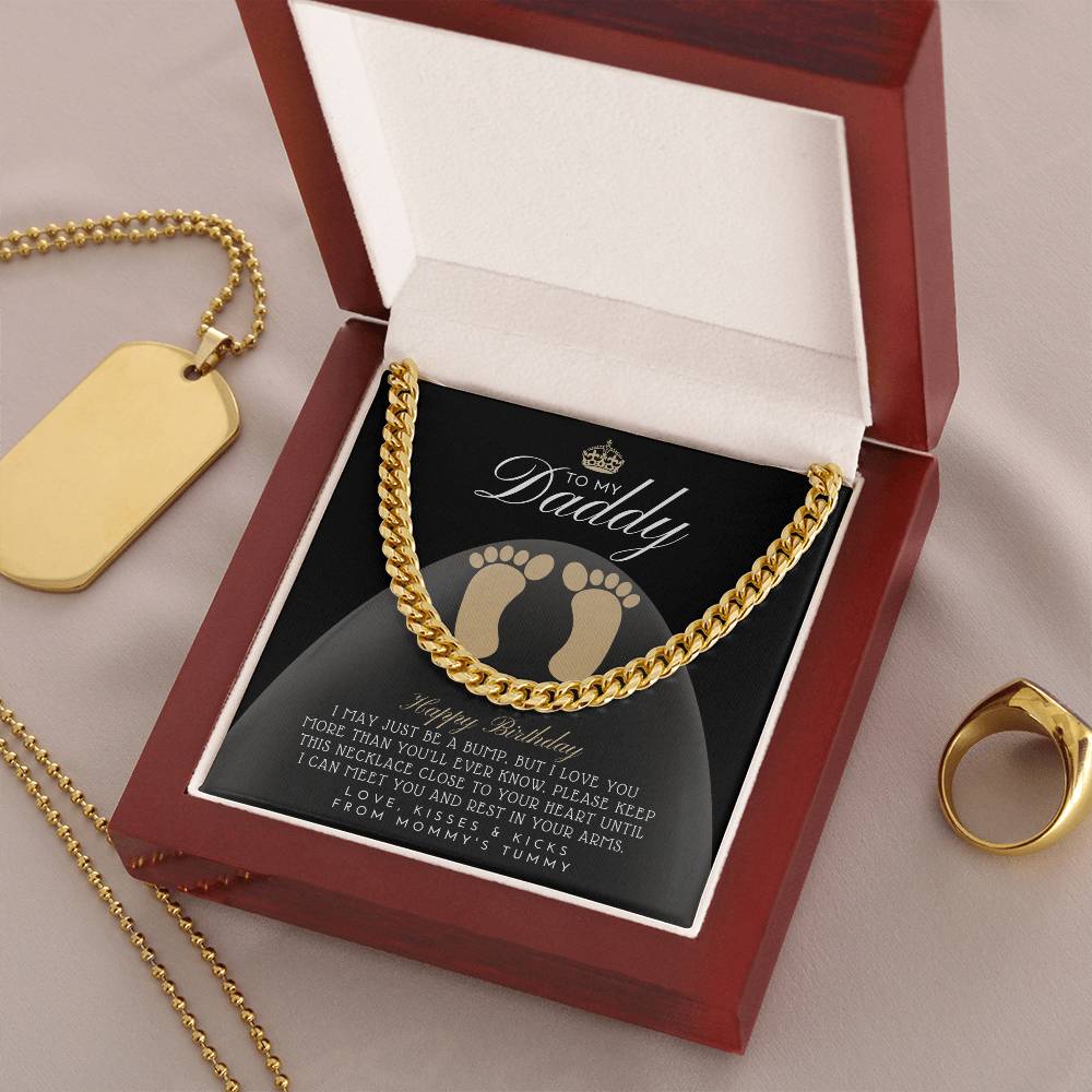 From A Bump To Daddy To My Daddy New Daddy Gift Daddy To Be Gift To My Daddy From A Bump Dad Necklace Gift New Dad Bir Cuban Link Chain