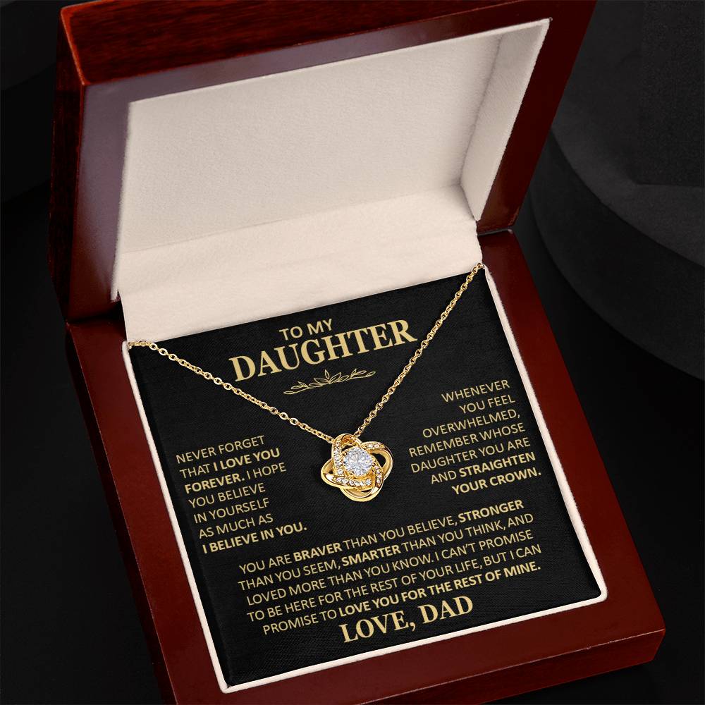 Beautiful Gift for Daughter From Dad Never Forget That I Love You Necklace Love Knot Necklace