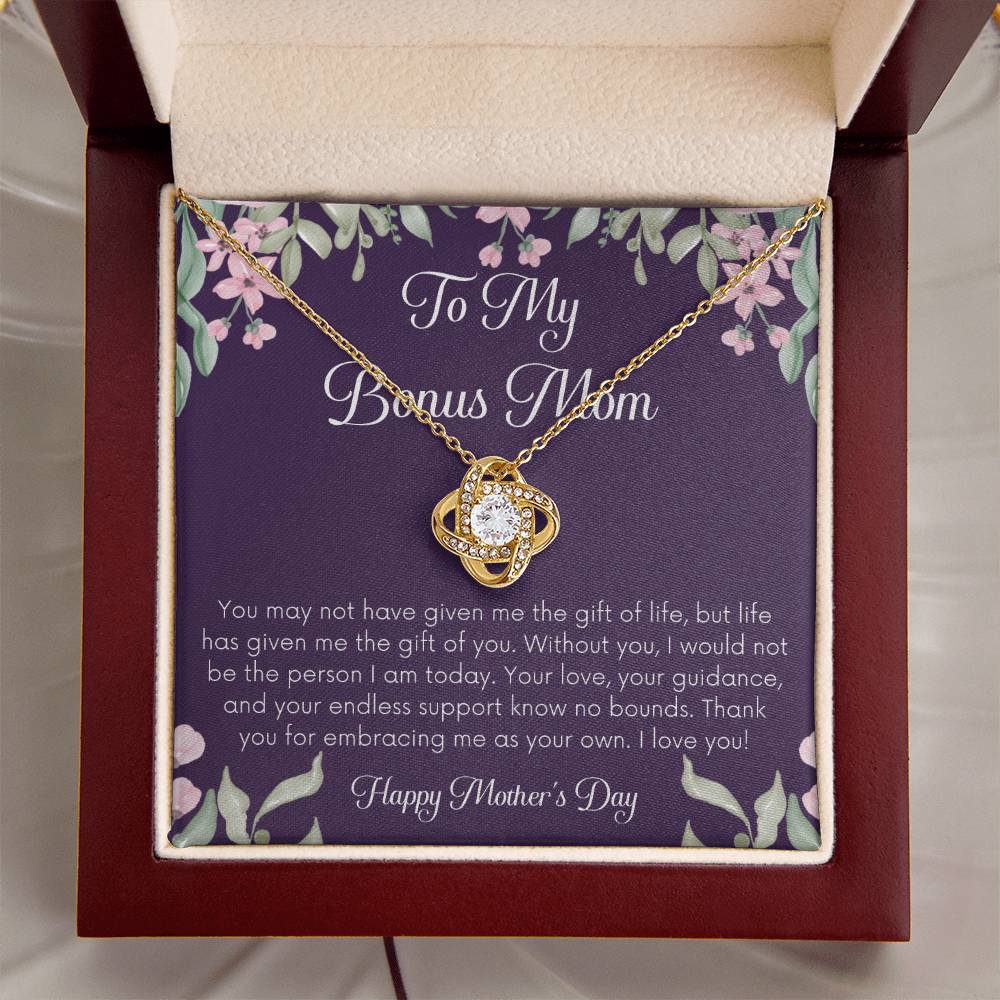 Bonus Mom Necklace Mothers Day Gift Daughterson To Mom Gift Bonus Mom Step Mom Gift Present For Stepmom On Mothers Day Stepmom Gift 1 Love Knot Necklace