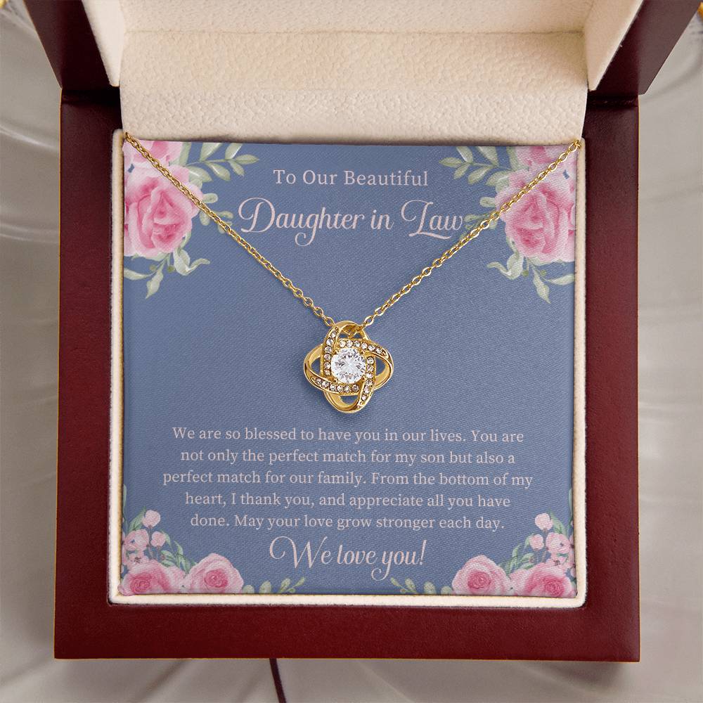 Daughter In Law Gift Beautiful Daughter In Law Necklace Gift Daughter In Law Birthday Gift Gift From Mom In Law To Daughter In Law Love Knot Necklace