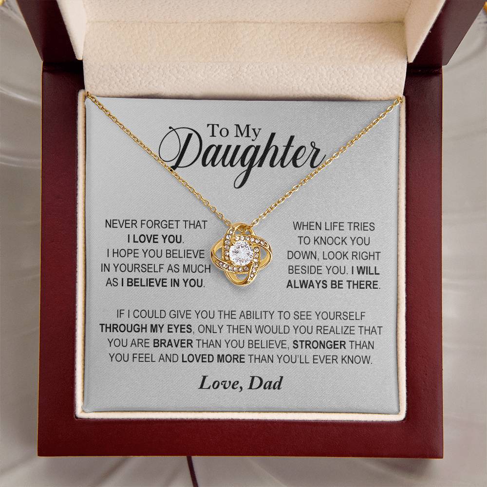 Daughter - Loved More Than You'll Ever Know - Ne Love Knot Necklace