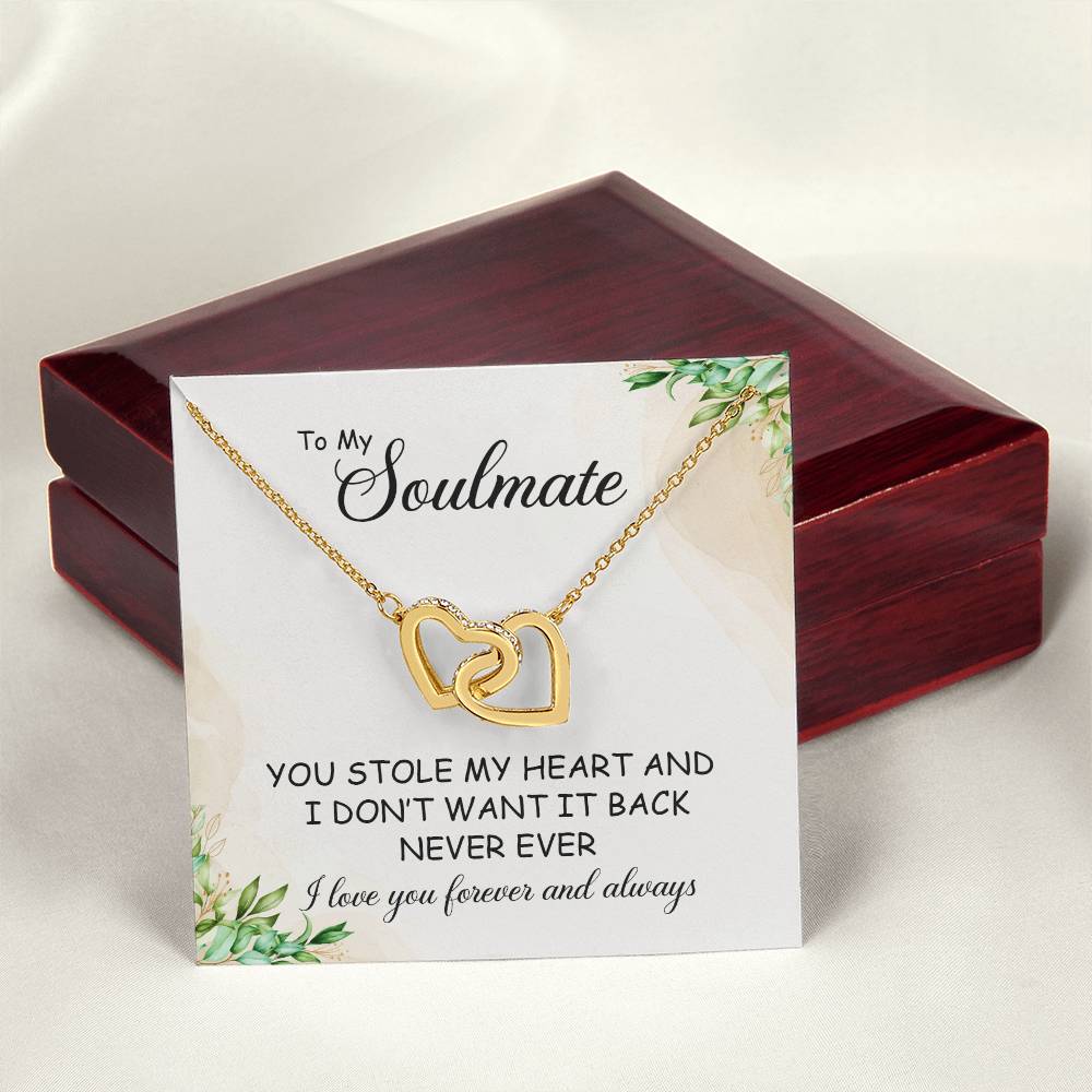 To My Wonderful Wife - Love From Soulmate - Love For Partner Interlocking Hearts Necklace