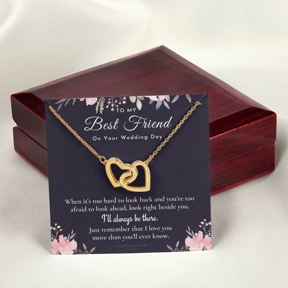 Best Friend Gift On Her Wedding Day Best Friend To Bride Necklace Best Friend Gift To Bride Bride Gift From Maid Of Honor To My Best Friend Interlocking Hearts Necklace