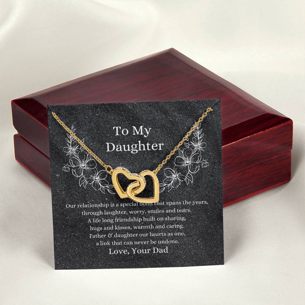 Father To Daughter Hearts As One Necklace Interlocking Hearts Necklace