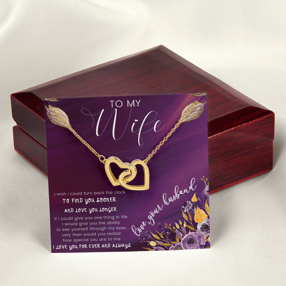 To My Wife Heart Lock Necklace Interlocking Hearts Necklace