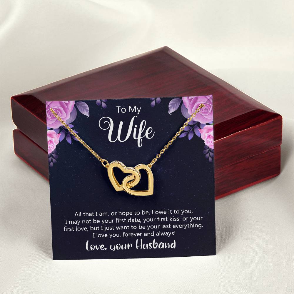 To My Wife All That I Am Or Hope To Be Interlocking Hearts Necklace
