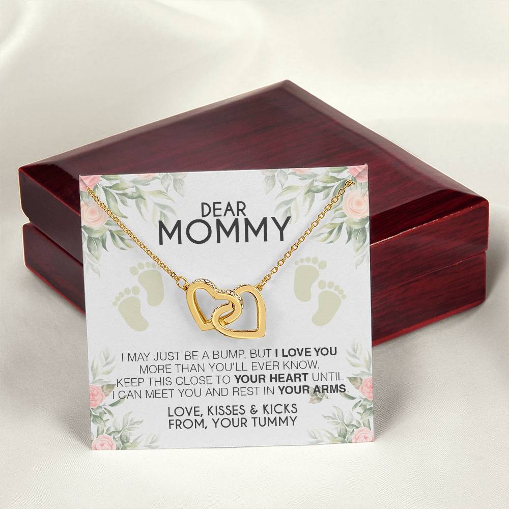 Dear Mommy - Love From Your Tummy- Necklace Interlocking Hearts Necklace
