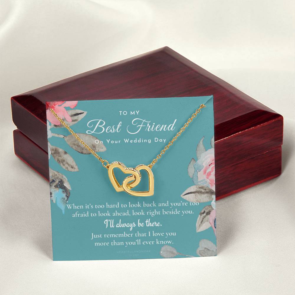 Best Friend Gift On Her Wedding Day Best Friend To Bride Necklace Best Friend Gift To Bride Bride Gift From Maid Of Honor To My Best Friend Interlocking Hearts Necklace