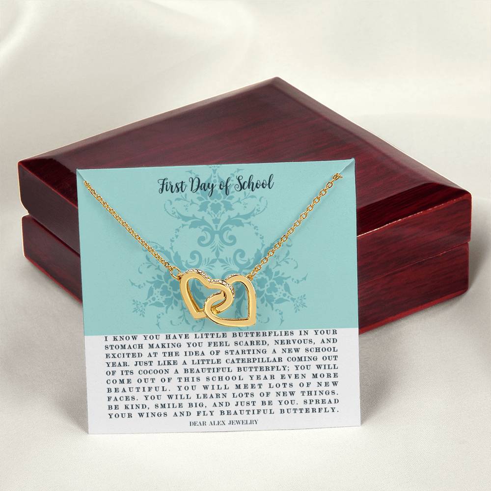 First Day Of School Interlocking Hearts Necklace