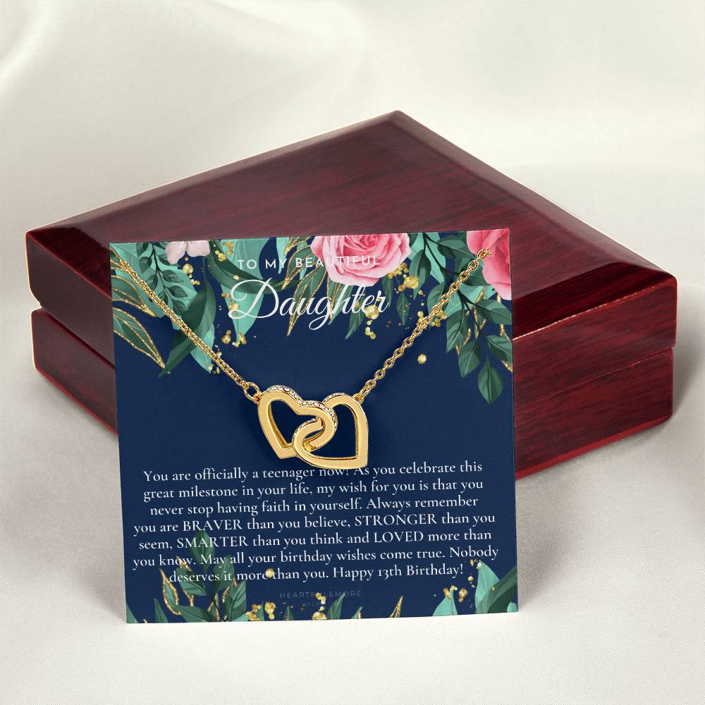 Gift For 13 Year Old Girl Gifts 13Th Birthday Girl 13Th Birthday Gift Thirteenth Birthday Necklace Teen Birthday Gift Official Teenager Interlocking Hearts Necklace