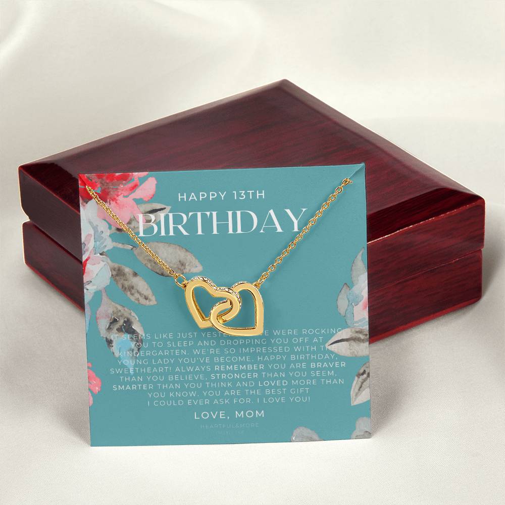 Gift For 13 Year Old Girl Gifts 13Th Birthday Girl 13Th Birthday Gift Thirteenth Birthday Necklace Teen Birthday Gift Official Teenager Interlocking Hearts Necklace