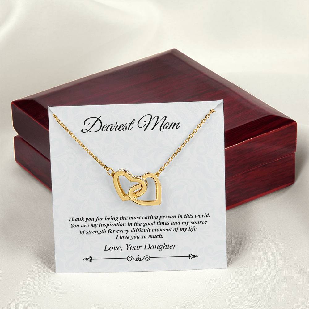 'Dearest Mom' Linked Hearts Necklace - The Most Caring Person In This World Interlocking Hearts Necklace
