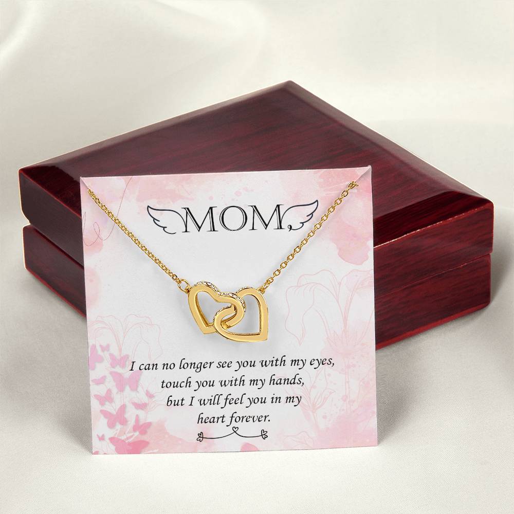 Double Heart Pendant Necklace Remembrance Mom Interlocking Hearts Necklace