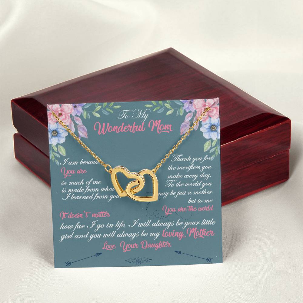 To My Wonderful Mom Necklace Interlocking Hearts Necklace