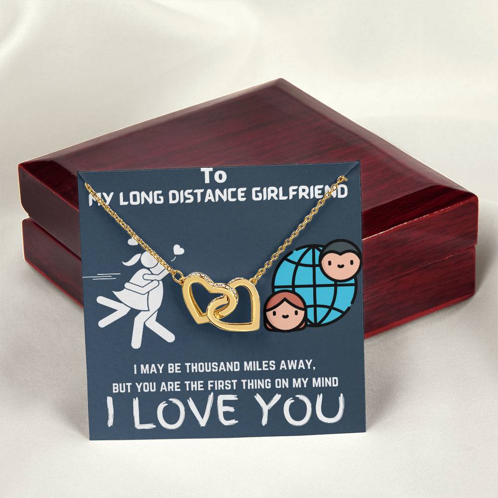 Gift For Long Distance Girlfriend Interlocking Hearts Necklace