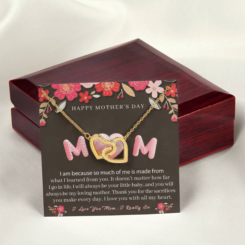 Unique Necklace Gift For Mom Interlocking Hearts Necklace