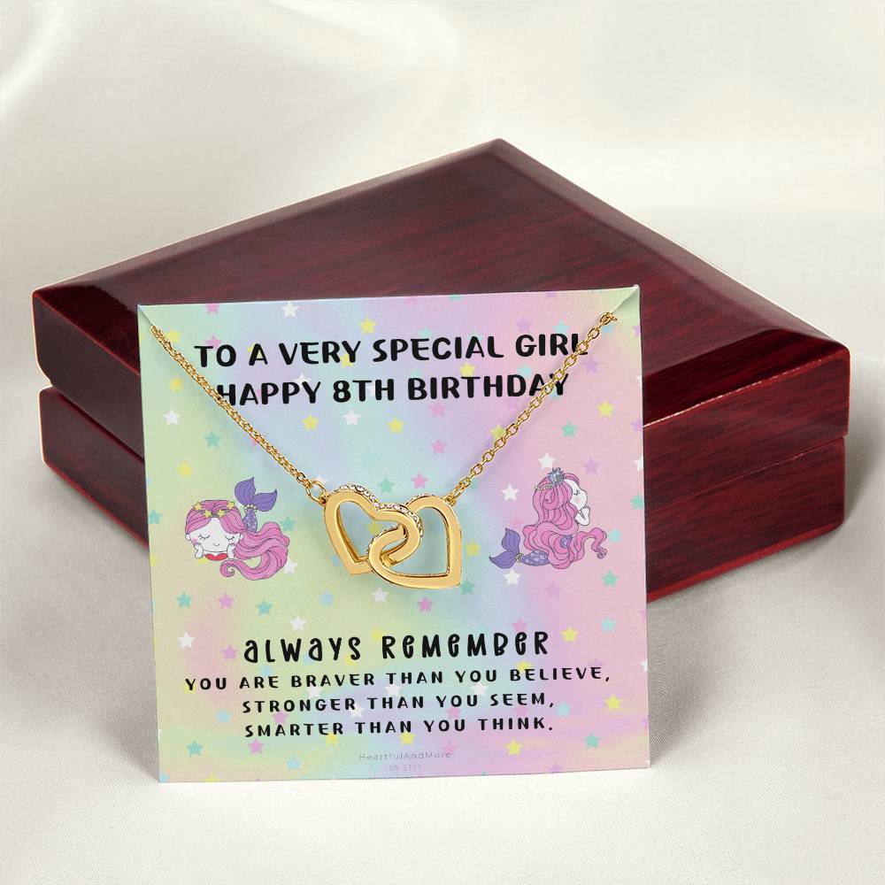 8Th Birthday Gift 8Th Birthday Necklace Gift Happy 8Th Birthday Gift Gift For 8 Year Birthday Girl Interlocking Hearts Necklace