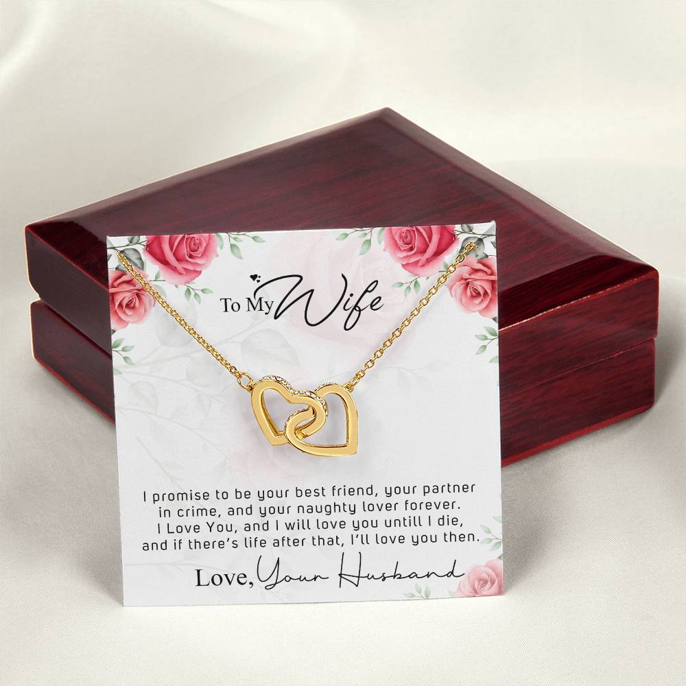 To My Wife - Your Naughty Lover Interlocking Hearts Necklace