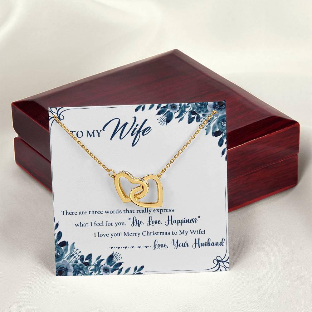 To My Wife Interlocking Hearts Necklace Message Card