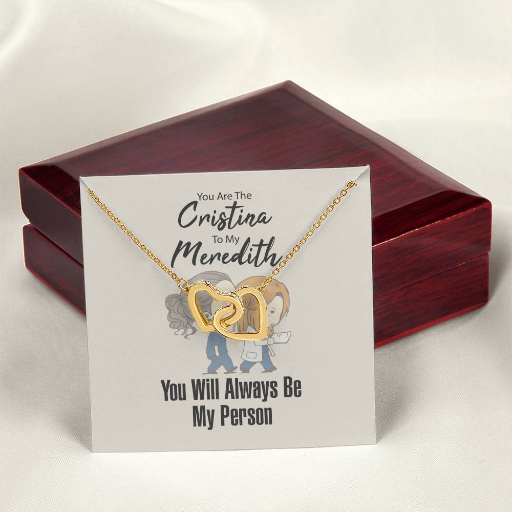 You Are The Cristina To My Meredith Necklace Interlocking Hearts Necklace