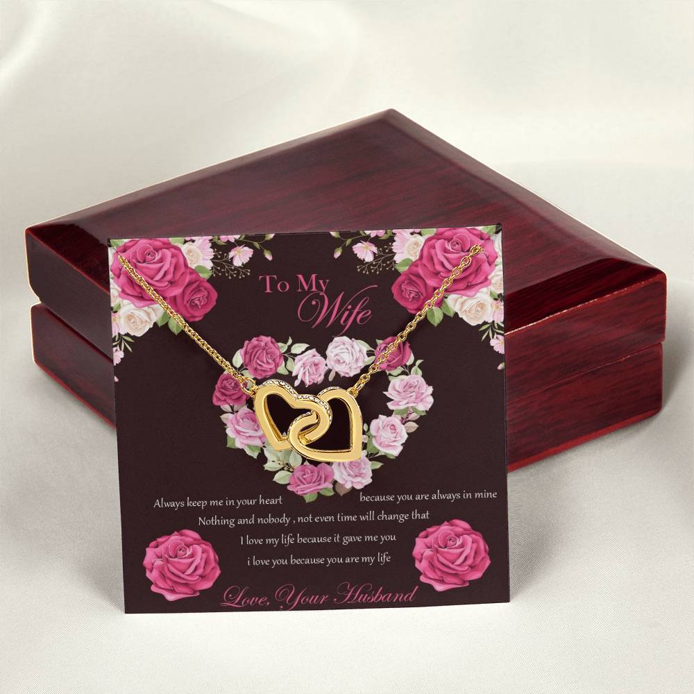 To My Wife Necklace Gift Set Interlocking Hearts Necklace