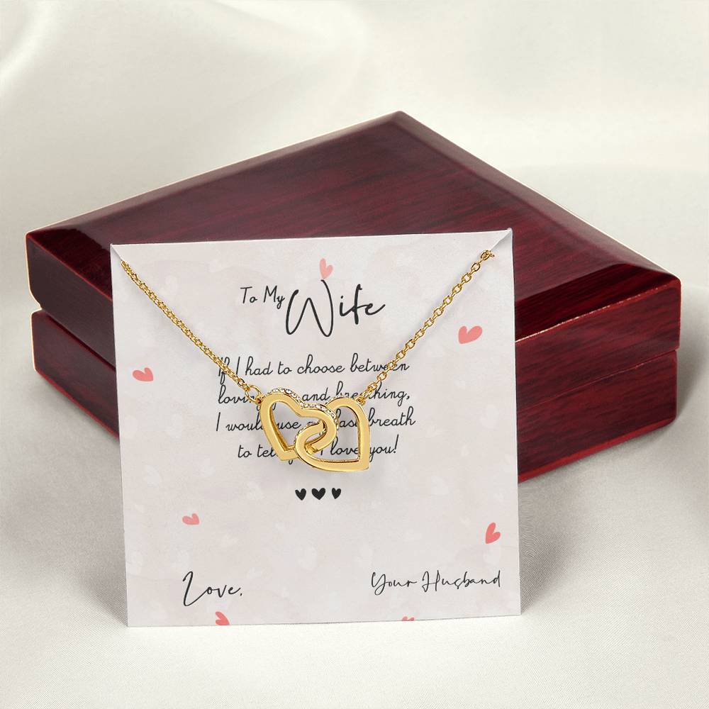 To My Wife Necklace From Husband Interlocking Hearts Necklace