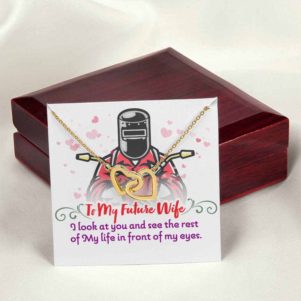 Welder'S Future Wife - Interlocking Heart Necklace Interlocking Hearts Necklace