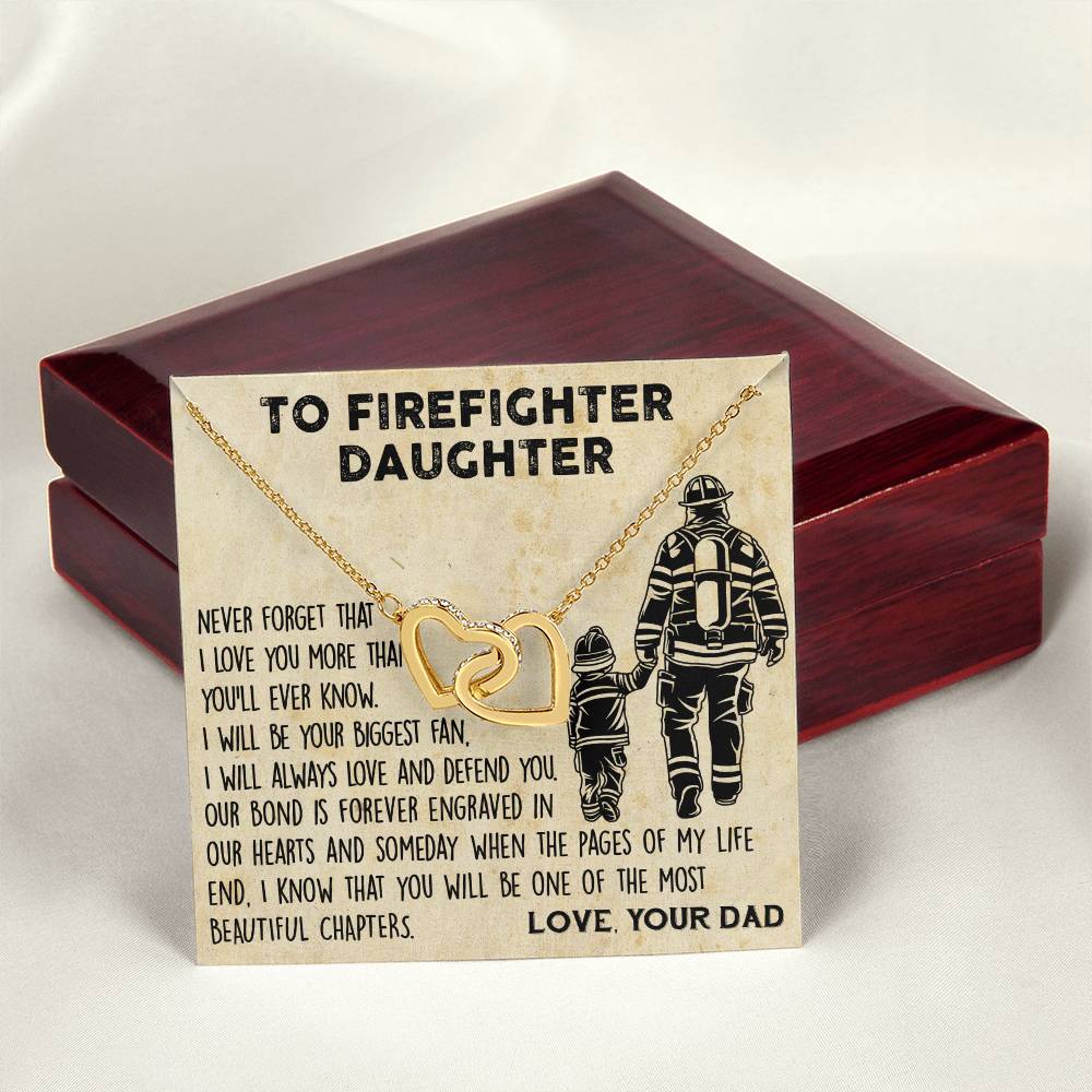 Firefighter Daughter Gift To Firefighter Daughter Gift From Dad Firefighter Daughter Necklace Interlocking Hearts Necklace