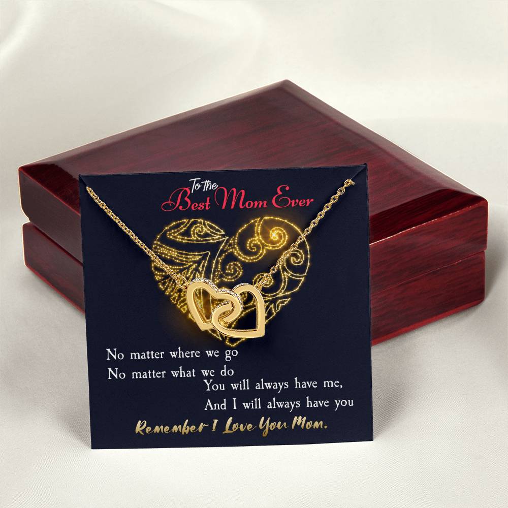 To The Best Mom Ever. Meaningful Present For Mother. Interlocking Hearts Necklace