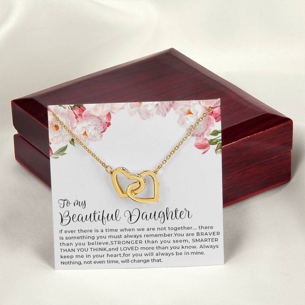 Best Gift For Daughter Interlocking Hearts Necklace With On Demand Message Card