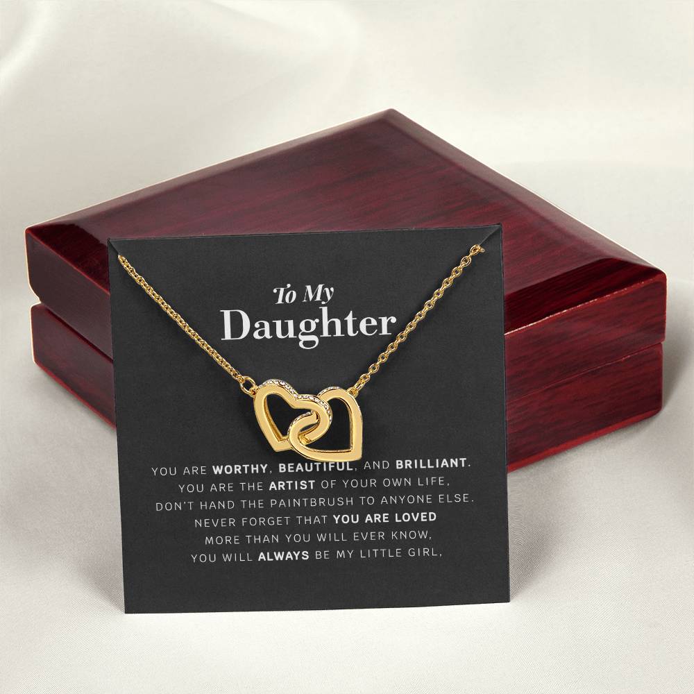 Daughter Necklace Gift From Mom Dad To Our Dear Daughter Present For Christmas Birthday Jewelry For Daughter From Parents Interlocking Hearts Necklace