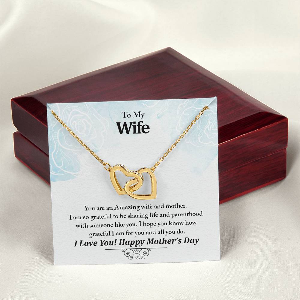 To My Wife Your An Amazing Wife And Mother Never-Ending Love Necklace Interlocking Hearts Necklace