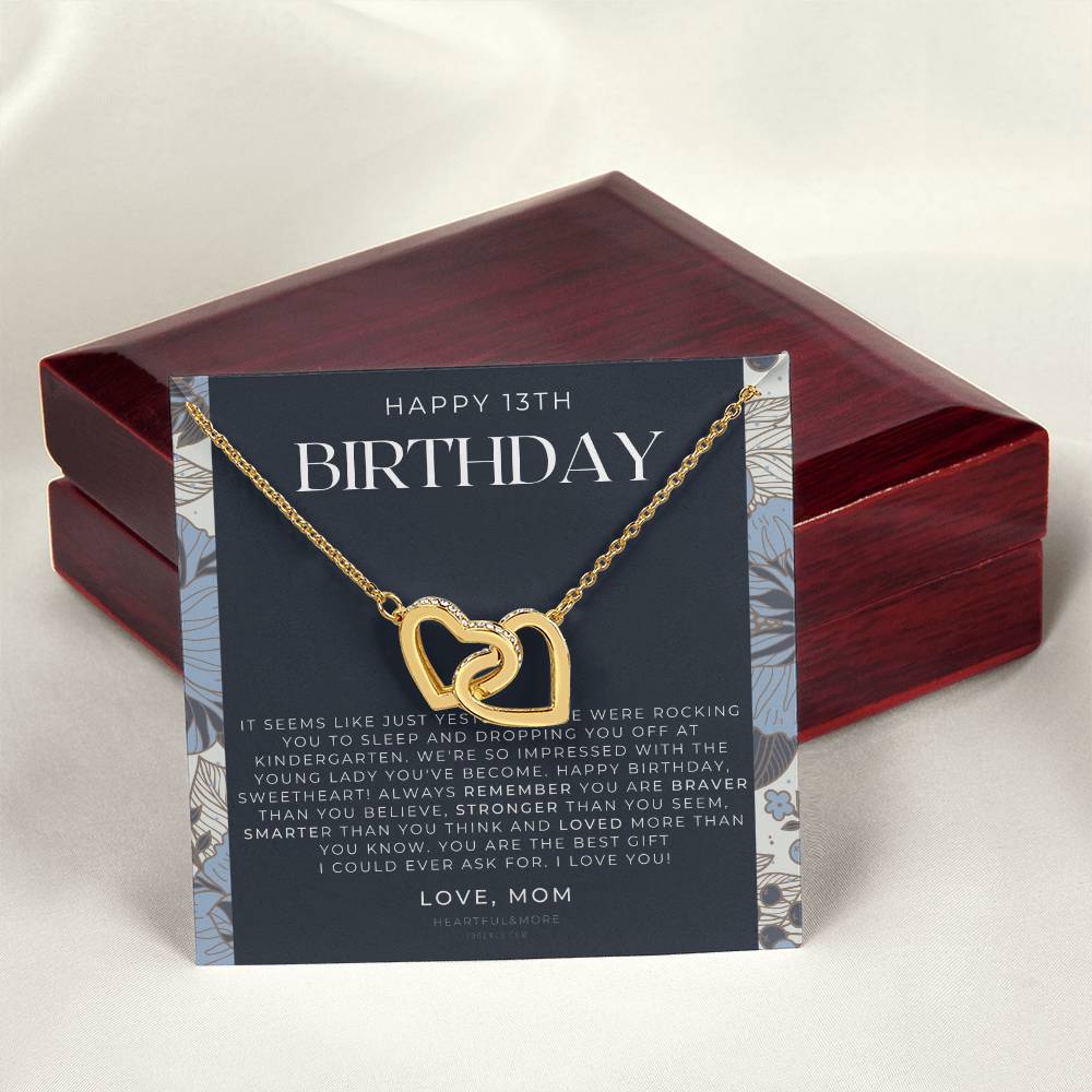 Gift For 13 Year Old Girl Gifts 13Th Birthday Girl 13Th Birthday Gift Thirteenth Birthday Necklace Teen Birthday Gift Official Teenager Interlocking Hearts Necklace