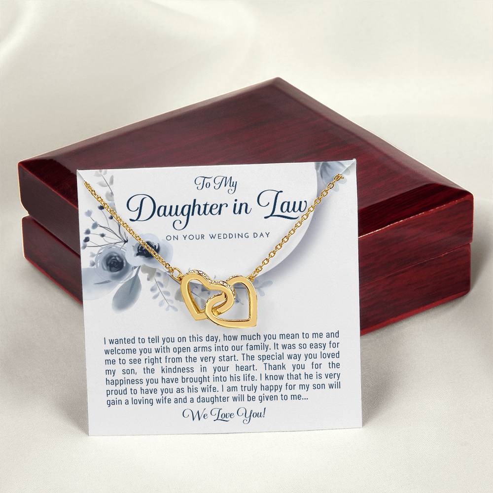 Daughter In Law Gift From Mother In Law Bride Gift From Mother Of The Groom Wedding Day Gift Bride Necklace Gift Welcome Jewelry Gift Interlocking Hearts Necklace