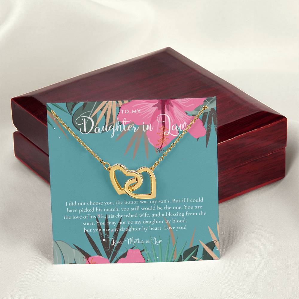 Daughter-In-Law Gift Necklace Wedding Gift Jewelry From Mother-In Law Gift For Bride Daughter-In-Heart Interlocking Hearts Necklace