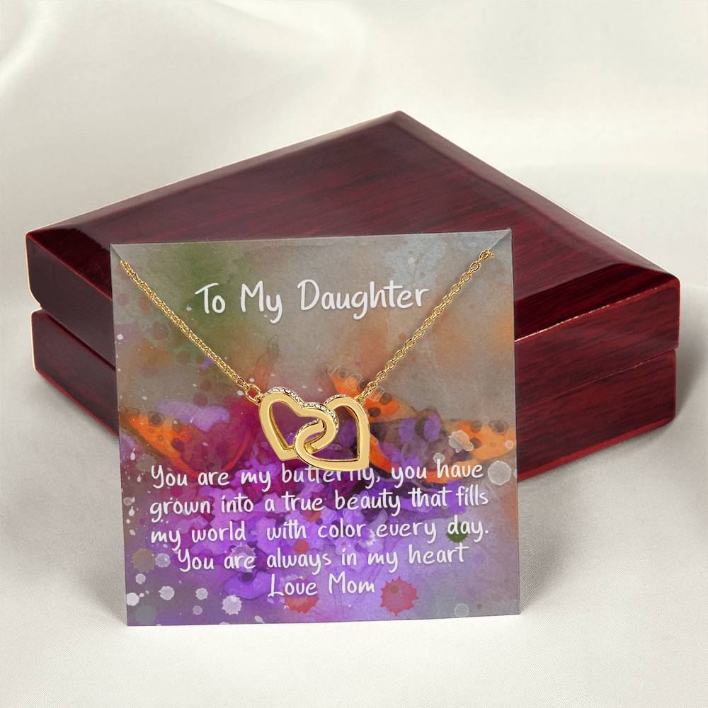 Daughter Butterfly - Hearts Necklace Interlocking Hearts Necklace