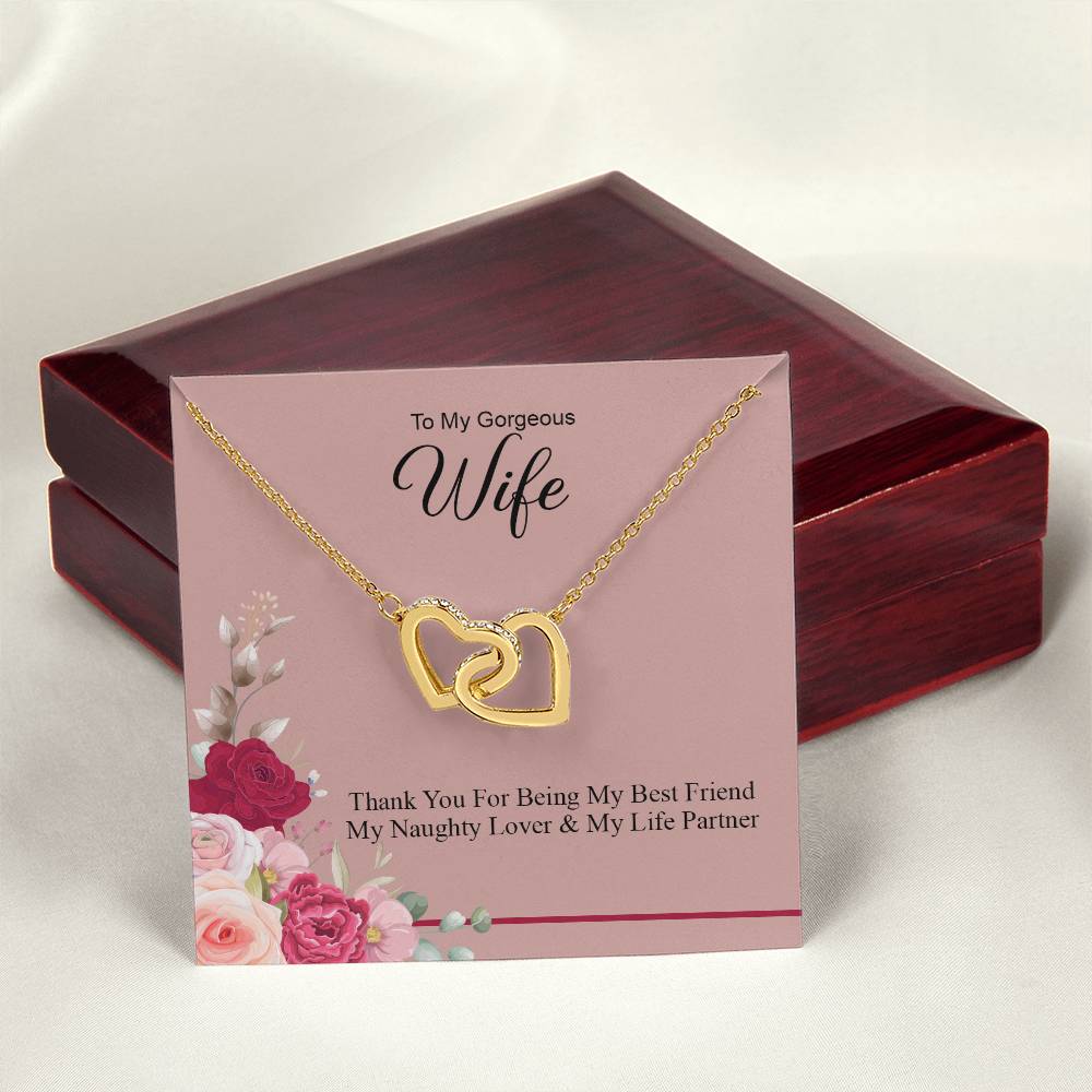 To My Wonderful Wife Love From Soulmate Love For Partner Interlocking Hearts Necklace
