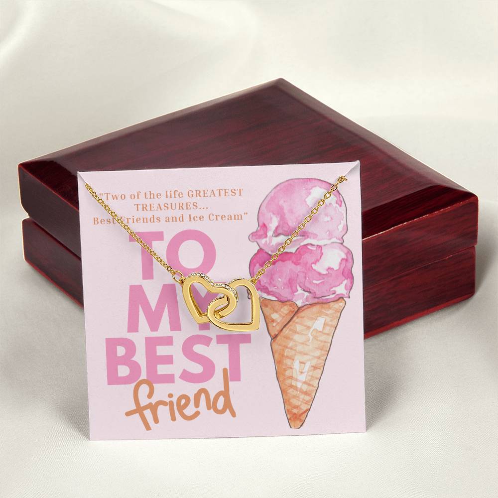 Best Friends And Ice Cream Interlocking Hearts Necklace