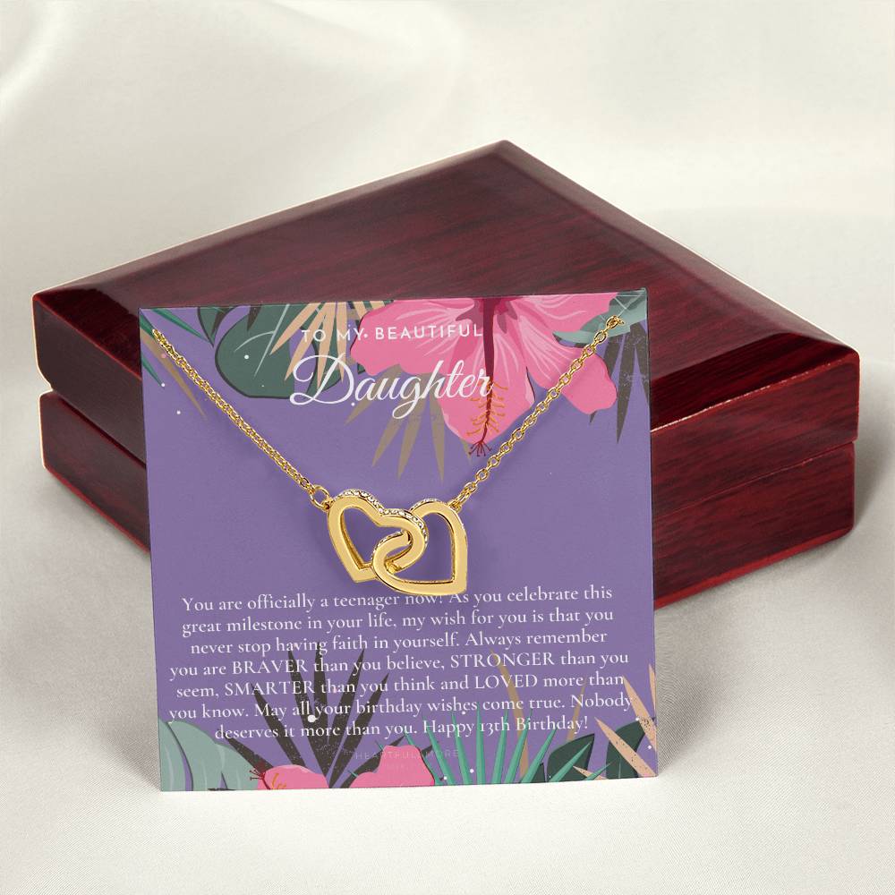 Gift For 13 Year Old Girl Gifts 13Th Birthday Girl 13Th Birthday Gift Thirteenth Birthday Necklace Teen Birthday Gift Official Teenager Interlocking Hearts Necklace