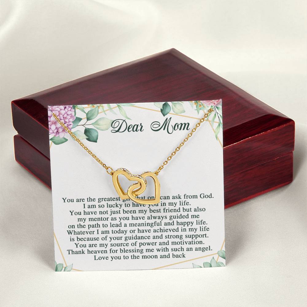 Dear Mom Interlocking Hearts Necklace Message Card