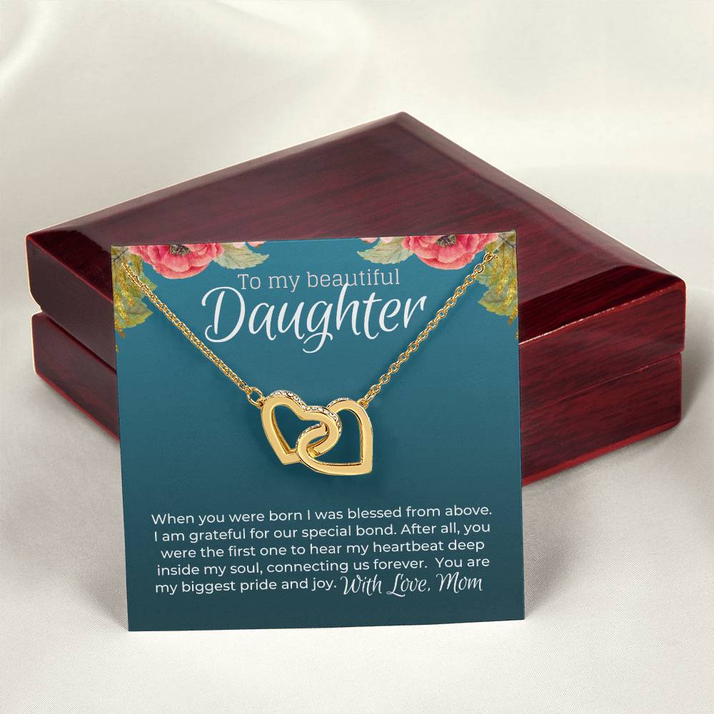 Beautiful Daughter From Mom Special Bond Necklace - Limited Edition Interlocking Hearts Necklace