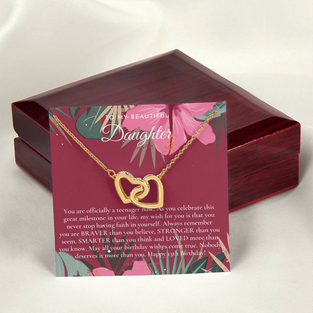 Gift For 13 Year Old Girl Gifts 13Th Birthday Girl 13Th Birthday Gift Thirteenth Birthday Necklace Teen Birthday Gift Official Teenager Interlocking Hearts Necklace