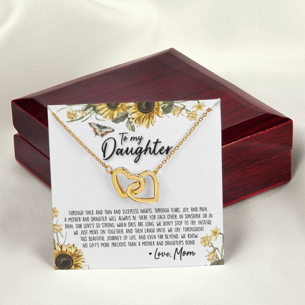 A Mother & Daughter'S Bond - Necklace With Message Card Interlocking Hearts Necklace